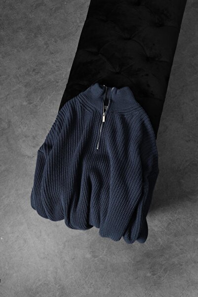 Slatra Чоловічий синій светр з напівзастібкою Oversize