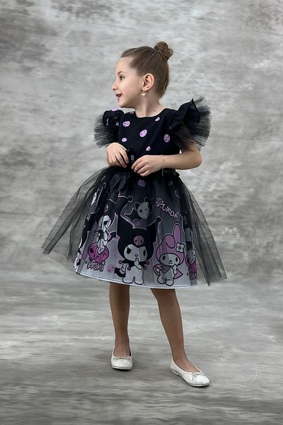 ABİYEKİDS Birthday Black Kuromi Children's Dress - Aby4481