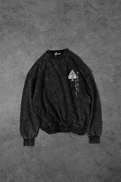 Slatra Чоловічий антрацитовий светр з капюшоном, з вимитим ефектом, великий розмір