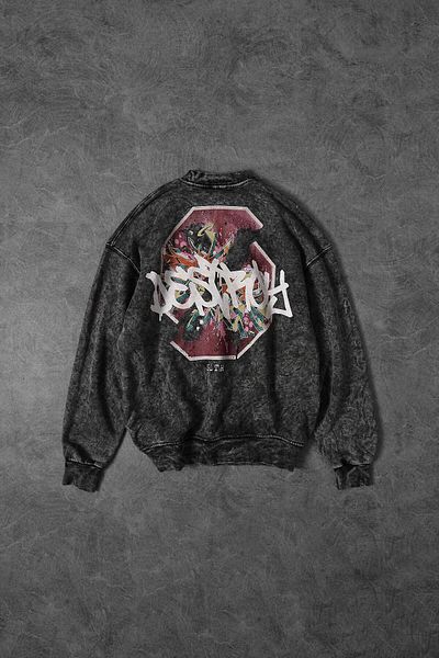 Slatra Ανδρικό φούτερ σε γκρι Desire Washed Crew Neck Oversize