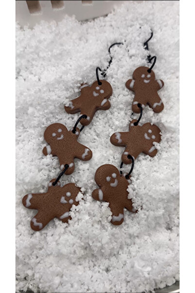 nalanca Yeni Yıl (CHRİSTMAS) Sallantılı Kurabiye Adam Ultra Hafif Polimer Küpe