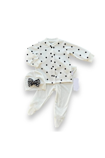 Narnuga Mi̇rayli̇fe 3-6-9-12 Months 3-Piece Baby Girl Set with Polka Dot Hat ...