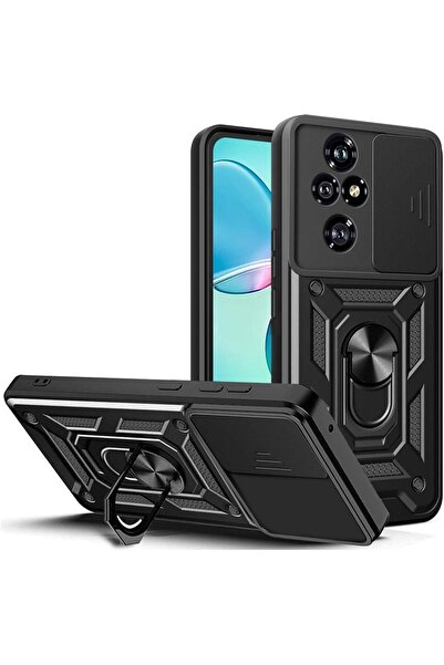 Rivor Honor 200 Pro Uyumlu Kılıf Kamera Sürgülü Standlı Yüzüklü Darbe Emici Z...