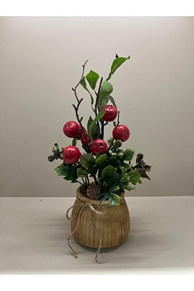 TASARIMHMODA Yapay Kırmızı Narlı Seramik Vazo