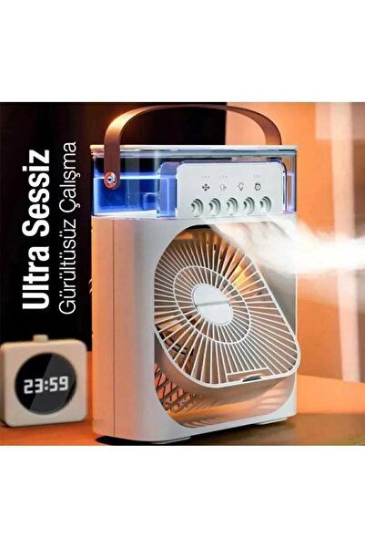 AET Masaüstü Taşınabilir Buzlu Vantilatör Su Soğutmalı Led Işıklı Soğutucu Fan Aır Cooler Fan