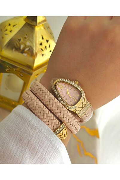 SKMİ Polo White Snake Model, Wrapped Watch, Women's Wristwatch