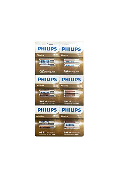 Philips LR03A12S/10 LR03 Micro 1.5V Alkalin AAA 6x2 Strip 12 li İnce Kalem Pil