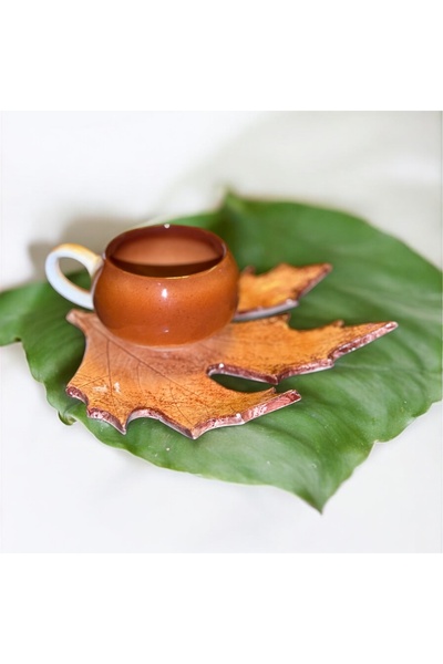 naturalife Handmade Autumn Leaf Themed Espresso & Coffee Cup - Original Design