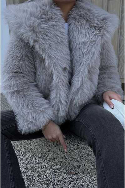 Fivi Butik Yumuşak Dokulu İthal Gri Kürk