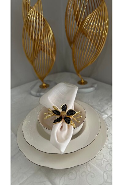 USD HOME Set of 6 Daisy Model Enameled Serving Napkin Rings