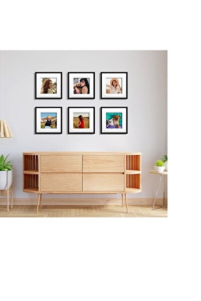 Senden Hediye Yapışkanlı Sök Tak Paspartulu Klasik Siyah Kare Çerçeveler - 3'lü Paket 21x21cm Siyah