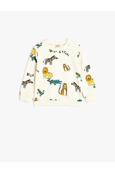 Koton Animal Print Cotton Long Sleeve Sweatshirt