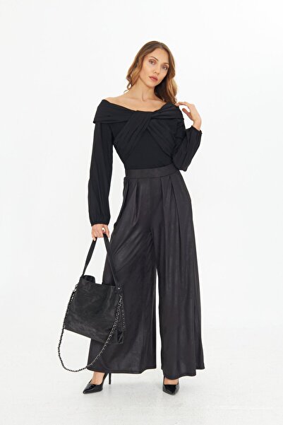 LAMANTE MADONNA YAKA SİYAH BLUZ