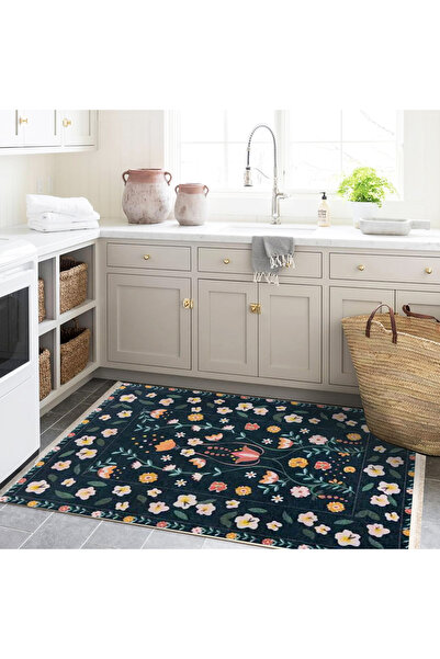 Rugs Modern Halı Efe Koleksiyonu Petrol Yeşili Temalı Floral Detaylı Desenli ...