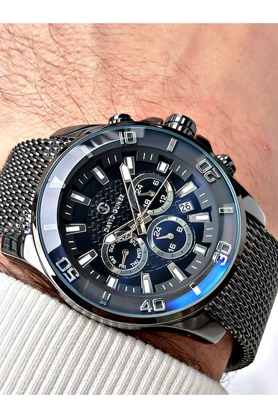 DAVID GUNER Men's Watch with Smoke Color Steel Band - 8263V3