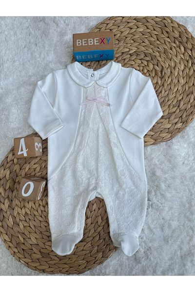 Bebbemini Baby Romper with Collar and Ruffle