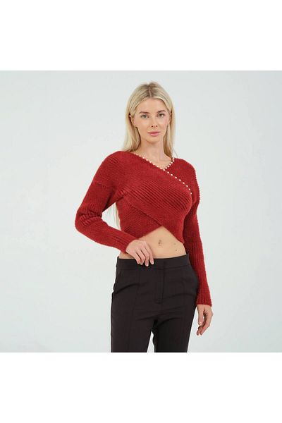 NOXS Pulover din tricot dublu cu perle