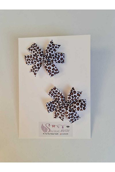 swan butik Mother Daughter Set Leopard Πόρπη για ενήλικες και Baby Bow Bandana
