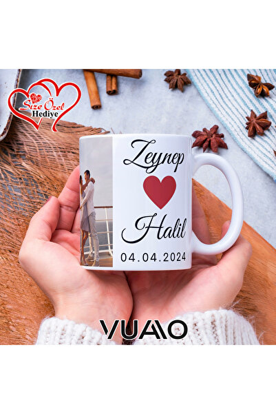 VUAO Kişiye Özel İsimli, Tarihli ve Fotoğraflı Kupa Bardak - Size Özel Hediye