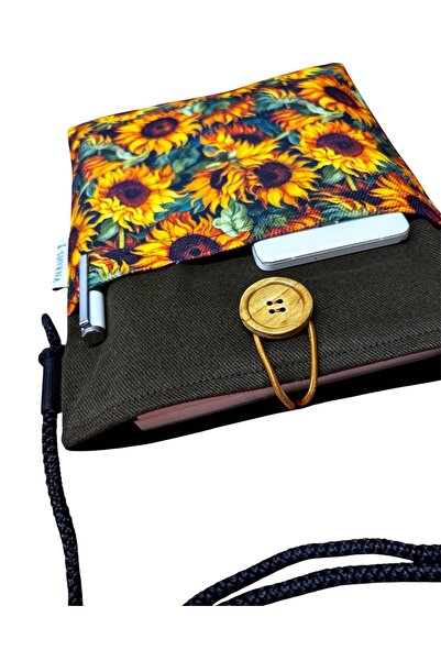 Smyrna Sunflower and Sunflower Pattern Book/Tablet/Ebook Bag with Detachable Strap