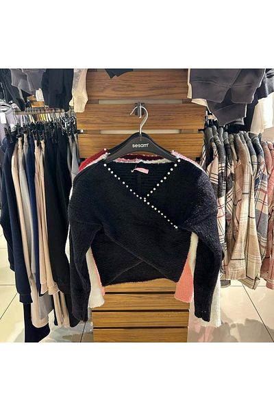 NOXS Pulover din tricot dublu cu perle