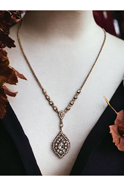 FAYRA ACCESSORIES Badem Elmas Montür Taşlı Kolye