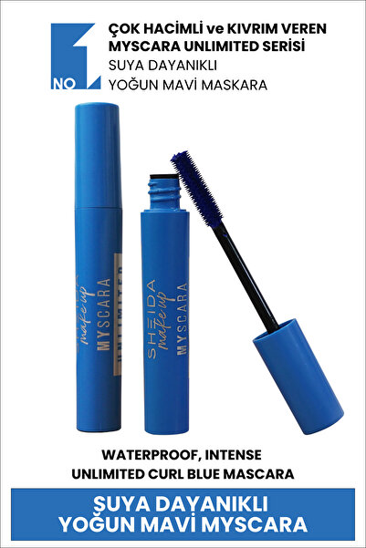 Sheida Doğal Formül Uzun Görünüm Ve Hacim Veren Kirpik Uzatıcı Mavi Maskara