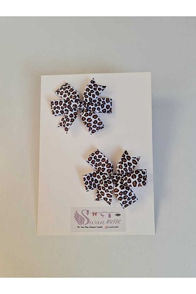 swan butik Mother Daughter Set Leopard Πόρπη για ενήλικες και Baby Bow Bandana