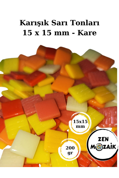 Zen Mozaik Sanatsal Mozaik Çalışmalarınız için 15 x15 mm - Kare Cam Mozaik Taşı