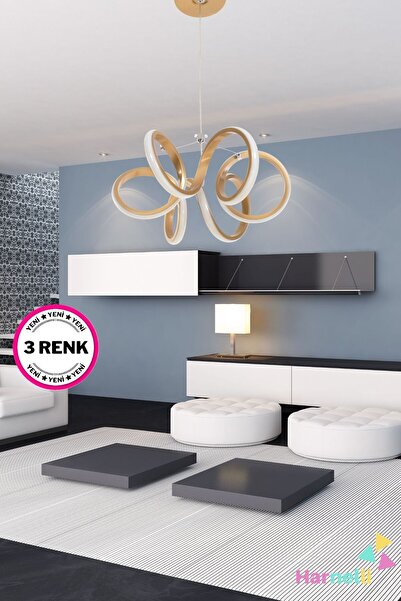 LUZ AMARİLLA MODERN TASARIM 30 Cm Çap 3 Renk Yanabilen Ledli Avize