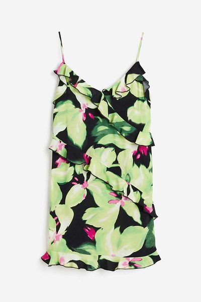 H&M Flounce-trimmed crêpe dress