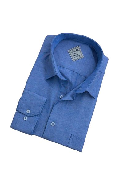 EREN STYLE Cămașă unisex cu mânecă lungă Oxford din bumbac (forma obișnuită)