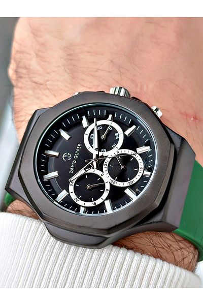 DAVID GUNER Function Green Color Silicone Cord Men's Wrist Watch 8494Zf2