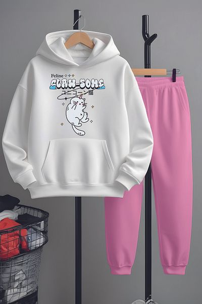 MYADA Set de sus și de jos cu imprimeu Unicorn Cat în stil premium 22916