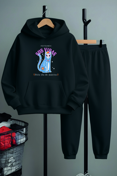 MYADA Преміум Футуристичний комплект спортивного одягу з принтом кота 22933