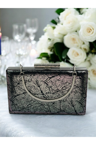 Biçanta Τσάντα βραδινού φορέματος μεσαίου μήκους σε γκρι ανθρακί πλατίνα χρώμ...