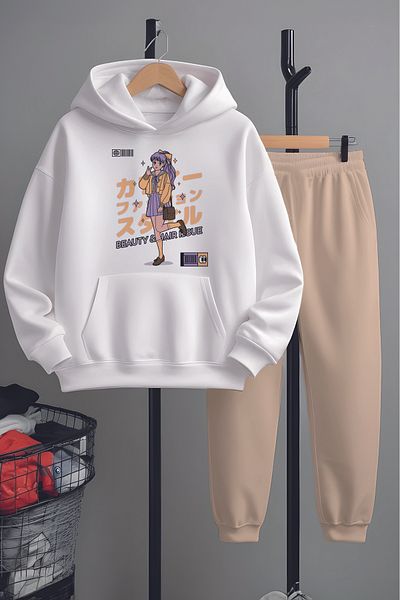 MYADA Premium Purple Haired Girl Printed Bottom Top Tracksuit Set 22977