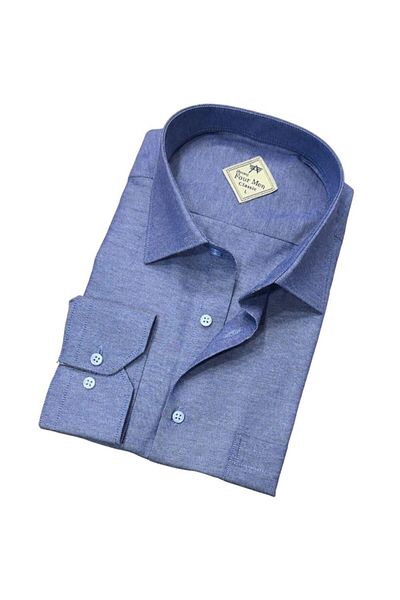 EREN STYLE Cămașă unisex cu mânecă lungă Oxford din bumbac (cadrare standard)