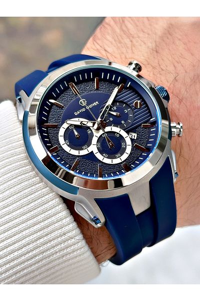 DAVID GUNER Function Dark Blue Color Silicone Cord Men's Wrist Watch 8655L3