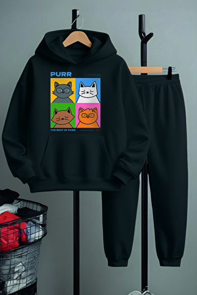 MYADA Преміум стиль Милі котики Принт Спортивний костюм 22887