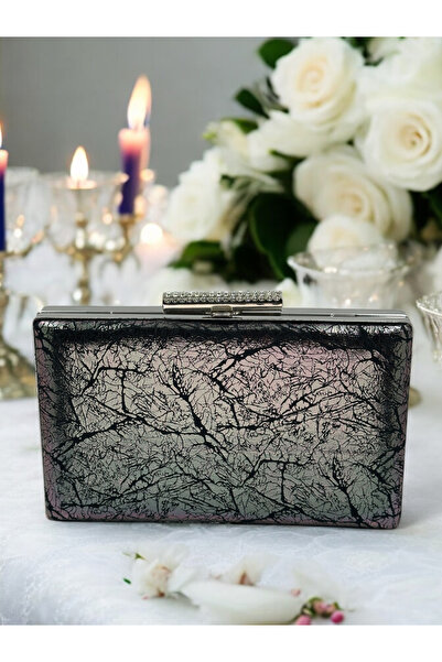 Biçanta Τσάντα βραδινού φορέματος μεσαίου μήκους σε γκρι ανθρακί πλατίνα χρώμ...