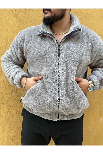Fifty Color Ash Color, βελούδινο, γιακάς Wellsoft, Τσέπες με φερμουάρ, Oversized Cut, Λούτρινο μπουφάν