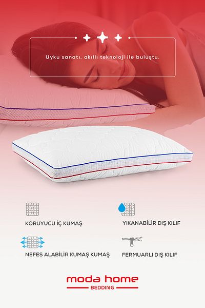 moda home bedding 2 Piece Air Conditioned Soft Pillow, Quilted Microbober Fabric (Bead Silicone) 1000 Gr