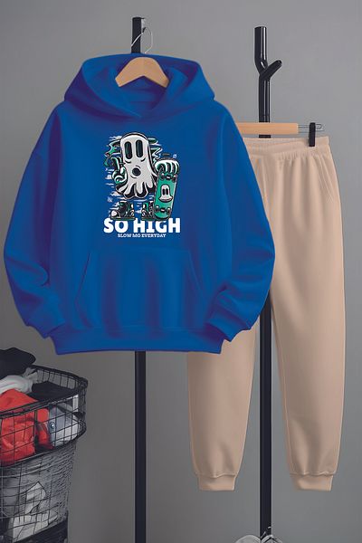 MYADA Set de treninguri de sus și de jos cu imprimeu Casper Skateboarder premium 22839