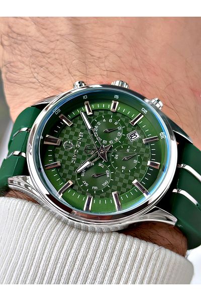 DAVID GUNER Men Wrist Watch with Green Silicone Band - Function 8271Zm10