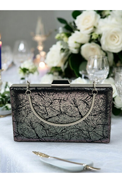 Biçanta Τσάντα βραδινού φορέματος μεσαίου μήκους σε γκρι ανθρακί πλατίνα χρώμ...