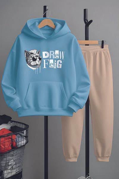 MYADA Set de trening de sus și de jos cu imprimeu pisică cu ochelari premium 23349