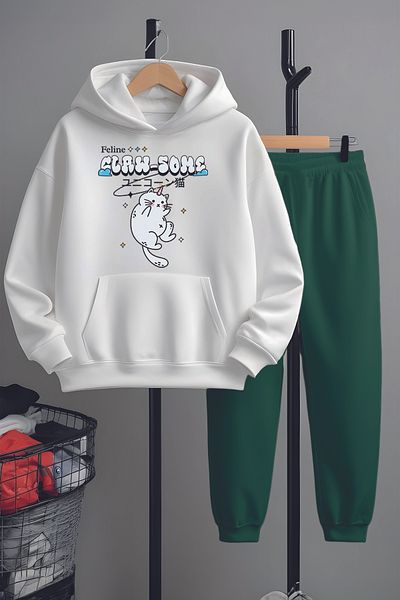 MYADA Set de sus și de jos cu imprimeu Unicorn Cat în stil premium 22916