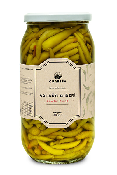 GURESSA Acı Süs Biberi Turşusu 1200 Gr Doğal Ev Yapımı