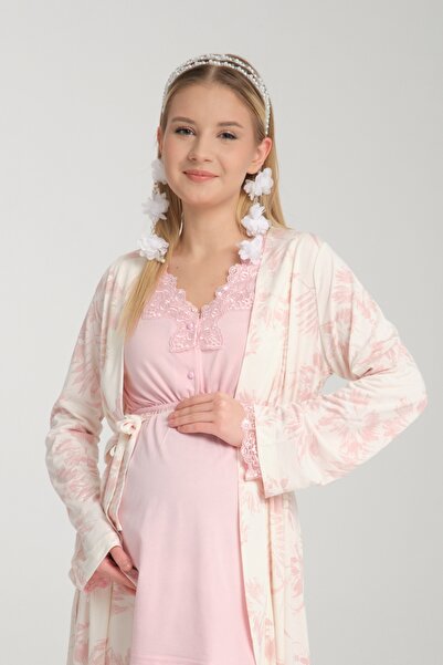 Effortt Venera Bebek  Effortt 2 li Zarif Sabahlılı gecelik Lohusa Gecelik seti